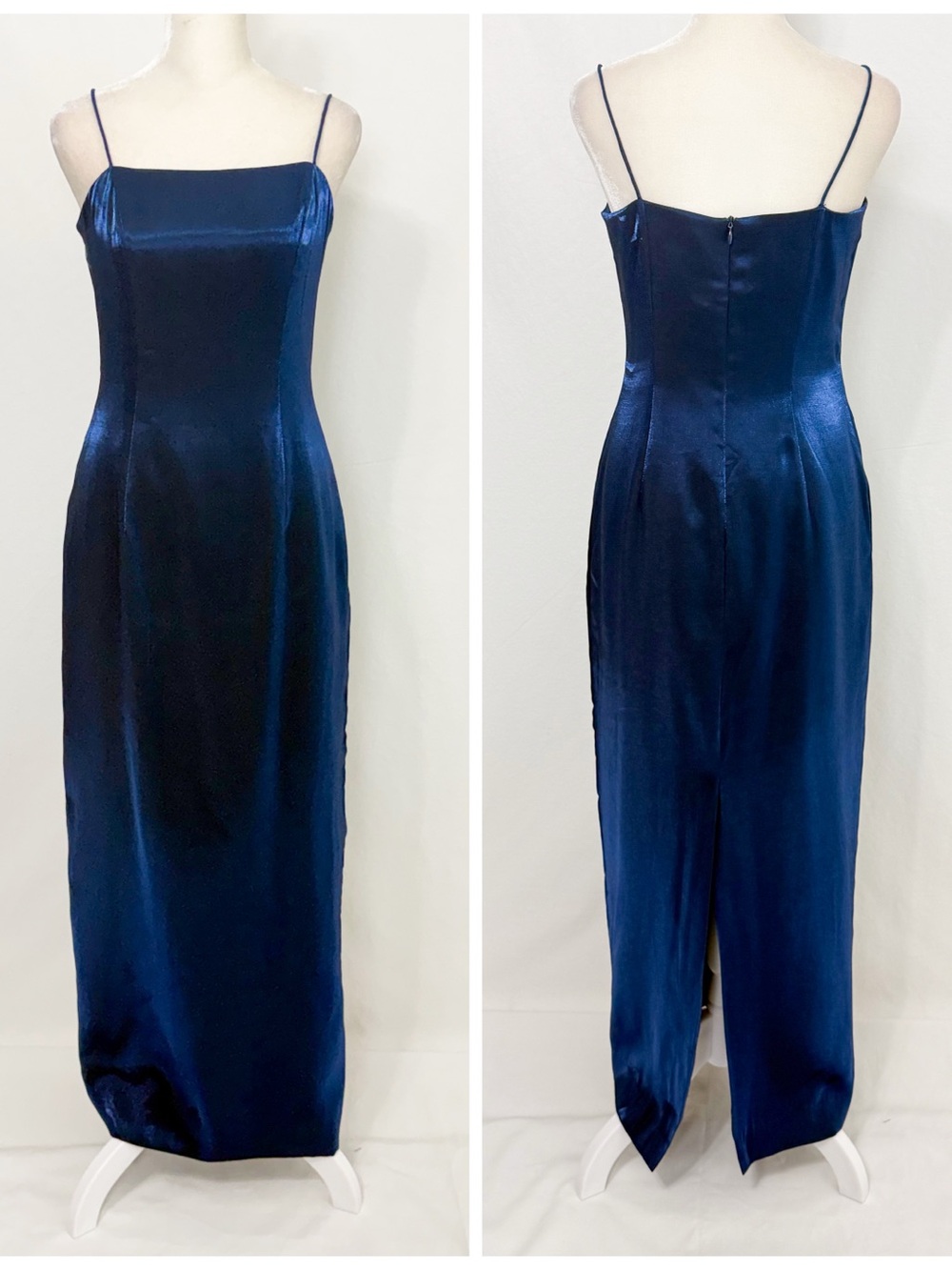 Vintage Alex Evenings Navy Satin Evening Dress